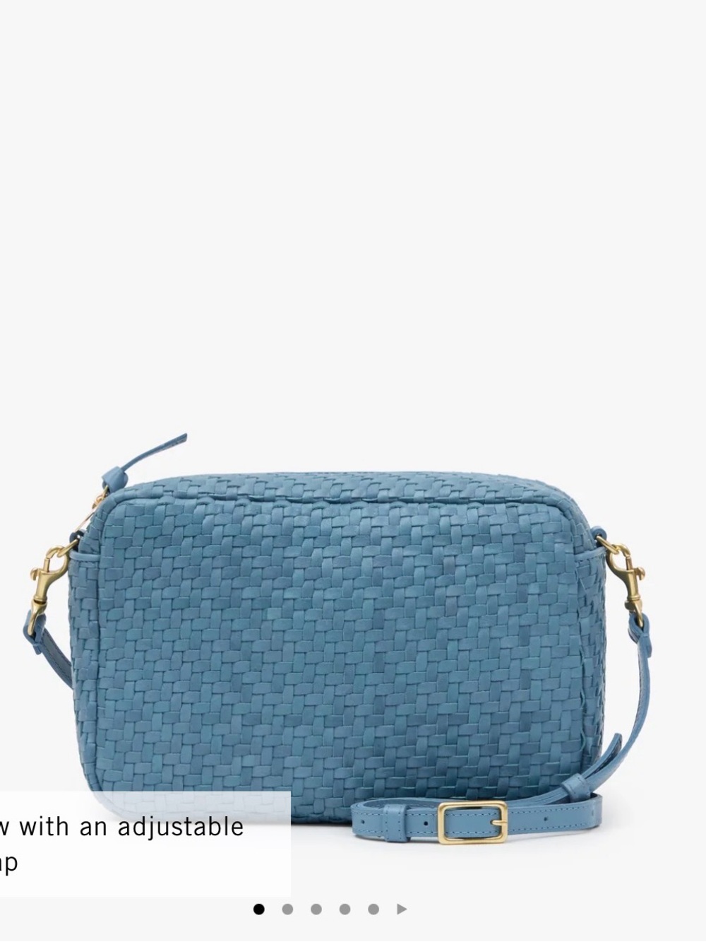Clare V Marisol Leather Crossbody Bag -  Desert Blue Woven Zig-Zag NWT